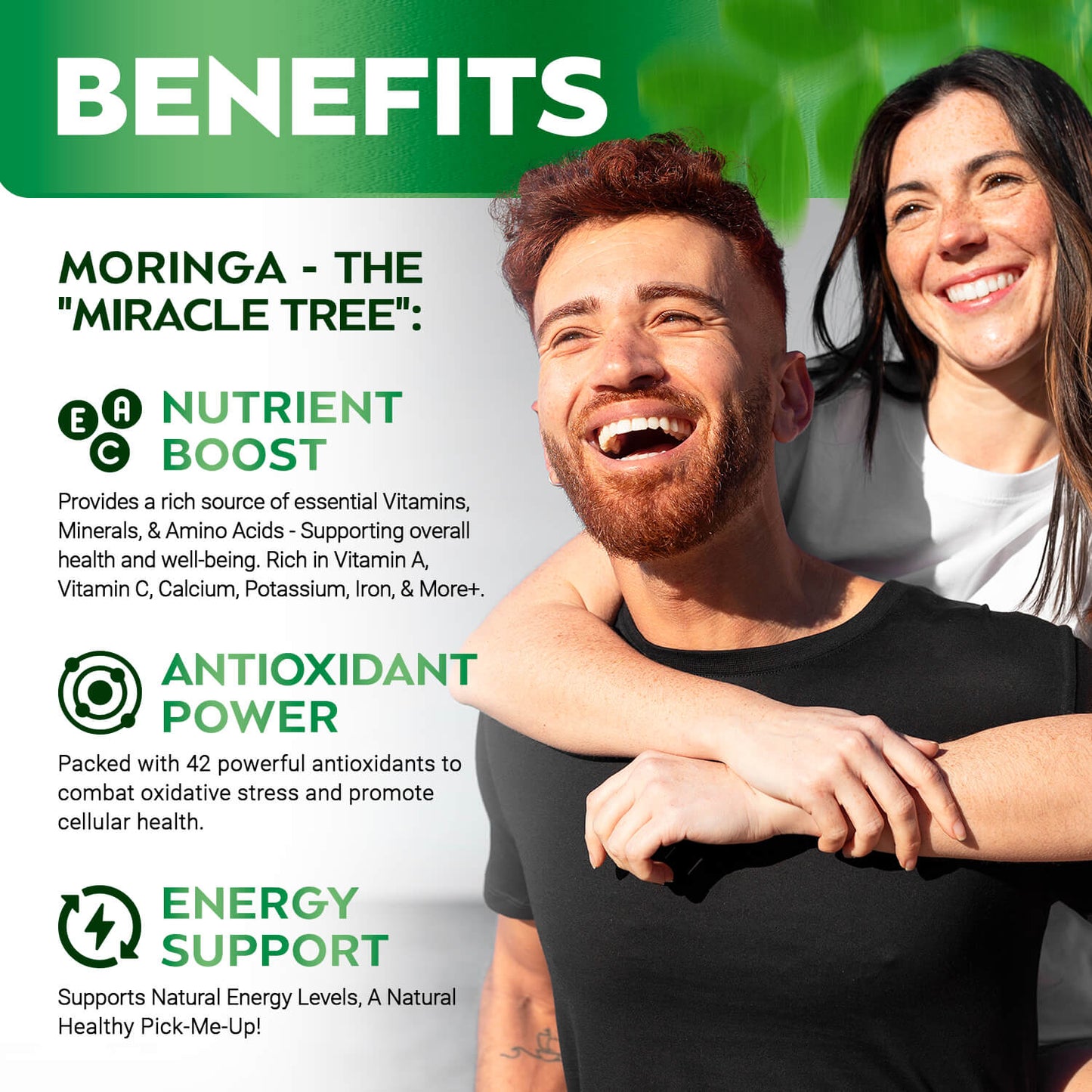 Rosabella Moringa Capsules – 800mg Pure Moringa Powder Supplement – 60 Capsules for Natural Energy, Immune System, Skin & Gut Health Support, Green Antioxidant Superfood, Essential Vitamins & Amino Acids