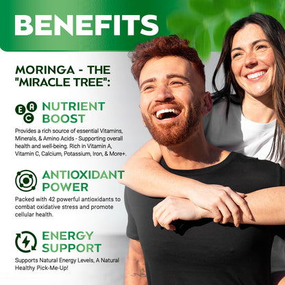 Rosabella Moringa Capsules – 800mg Pure Moringa Powder Supplement – 60 Capsules for Natural Energy, Immune System, Skin & Gut Health Support, Green Antioxidant Superfood, Essential Vitamins & Amino Acids